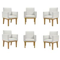 Kit 06 Poltronas Reforçadas Escritório Linho Bege - 1