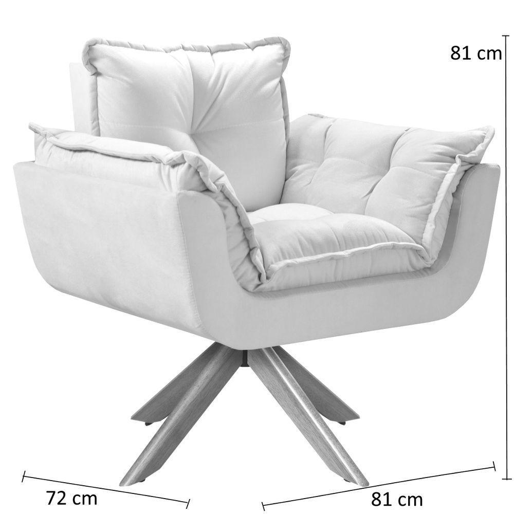 Poltrona Opalla Giratória Madeira Suede D Salla Cappuccino - 3