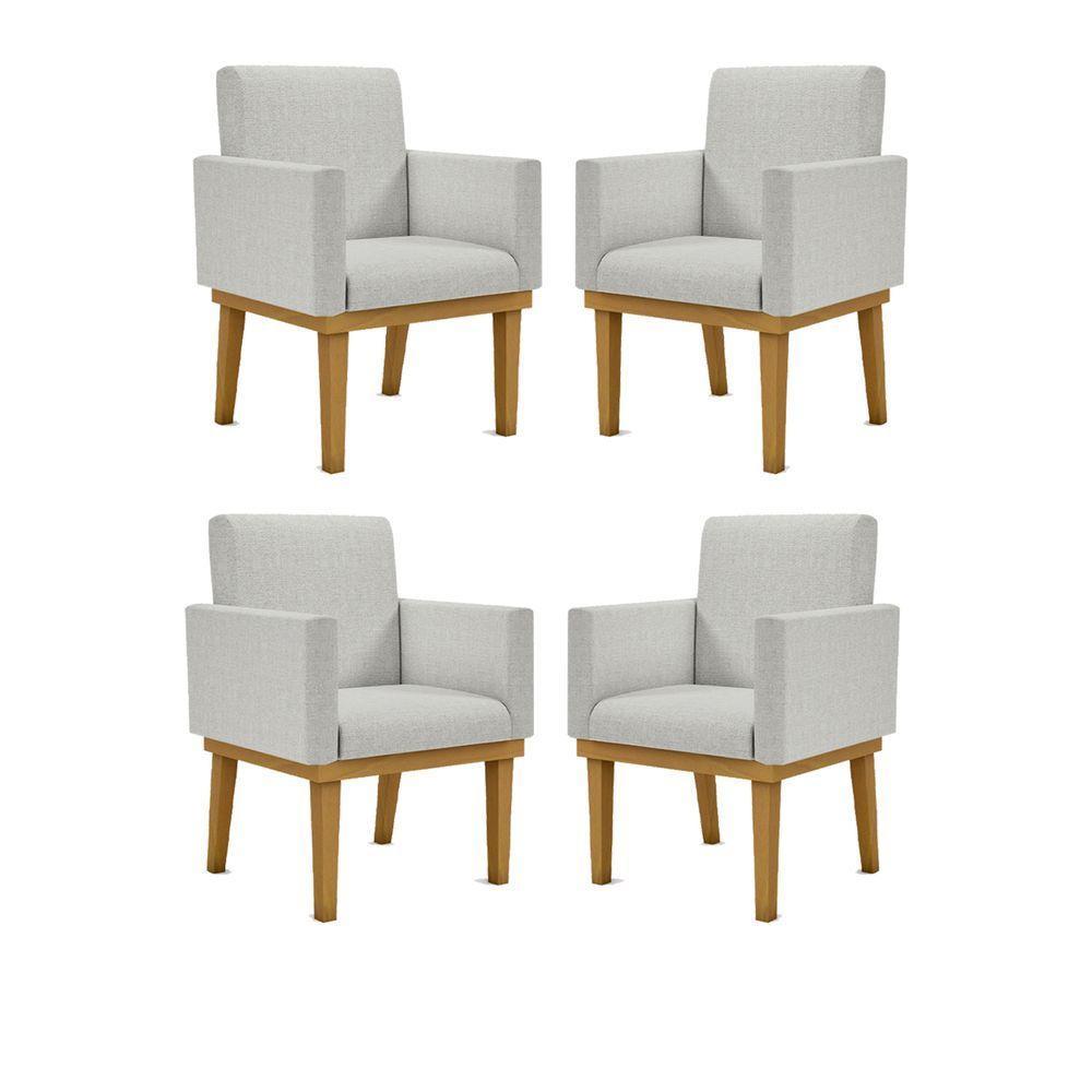Kit 04 Poltronas Reforçadas Escritório Linho Cinza Claro - 1