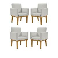 Kit 04 Poltronas Reforçadas Escritório Linho Cinza Claro - 1