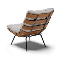 Poltrona Costela Veludo Cinza Base Metálica Preto - D'Rossi - 5