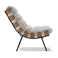 Poltrona Costela Veludo Cinza Base Metálica Preto - D'Rossi - 6