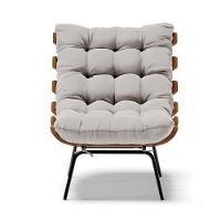 Poltrona Costela Veludo Cinza Base Metálica Preto - D'Rossi - 7