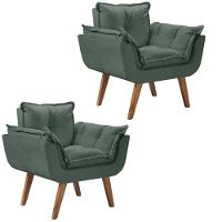 Kit 2 Poltronas Opalla Pés Palito 1 Lugar D Salla Verde - 1
