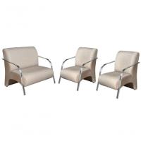 Conjunto Poltronas Vênus Braço Alumínio D Salla Suede Bege - 1