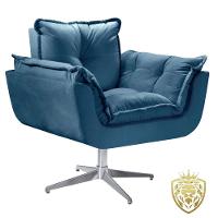Poltrona Opalla Giratória Alumínio Suede D Salla Azul Bic - 1
