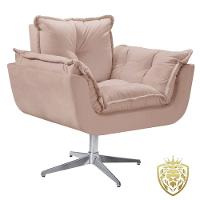 Poltrona Opalla Giratória Alumínio Suede D Salla Cappuccino - 1