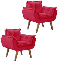 Kit 2 Poltronas Opalla Pés Palito 1 Lugar D Salla Vermelho - 1