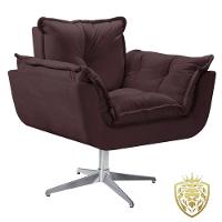 Poltrona Opalla Giratória Alumínio Suede D Salla Marrom - 1