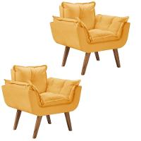Kit 2 Poltronas Opalla Pés Palito 1 Lugar D Salla Amarelo - 1