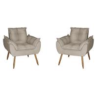 Kit 2 Poltronas Opala Decorativa Suede Bege - 2