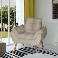 Poltrona Opala Decorativa Suede Bege - 1
