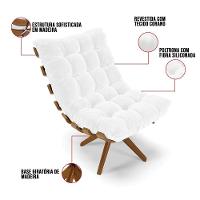 Kit 2 Poltronas Giratória Corano Branco Base Madeira D'rossi - 3