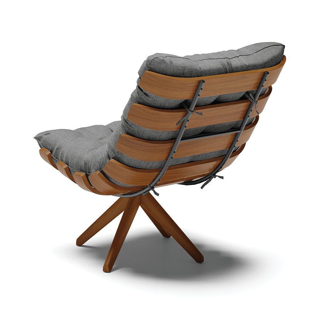 Kit 02 Poltronas Giratória Costela Linho A26 Grafite - 5