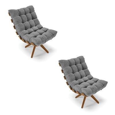 Kit 02 Poltronas Giratória Costela Linho A26 Grafite