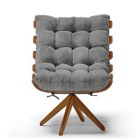 Kit 02 Poltronas Giratória Costela Linho A26 Grafite - 7