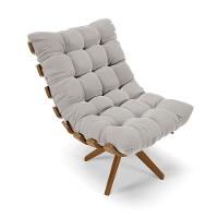 Poltrona Giratória Veludo Cinza Base Madeira Ma25 - D'rossi - 1