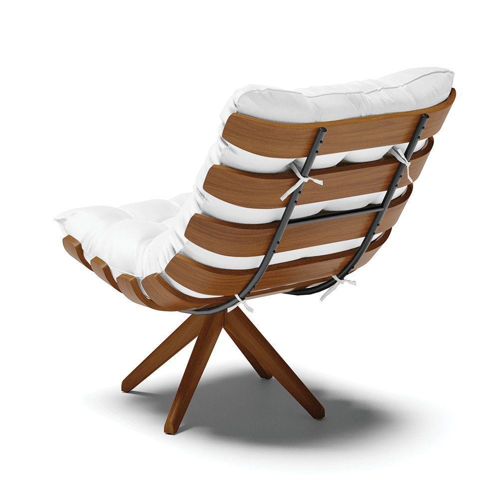 Kit 2 Poltronas Giratória Corino Branco Base Madeira D'rossi - 5