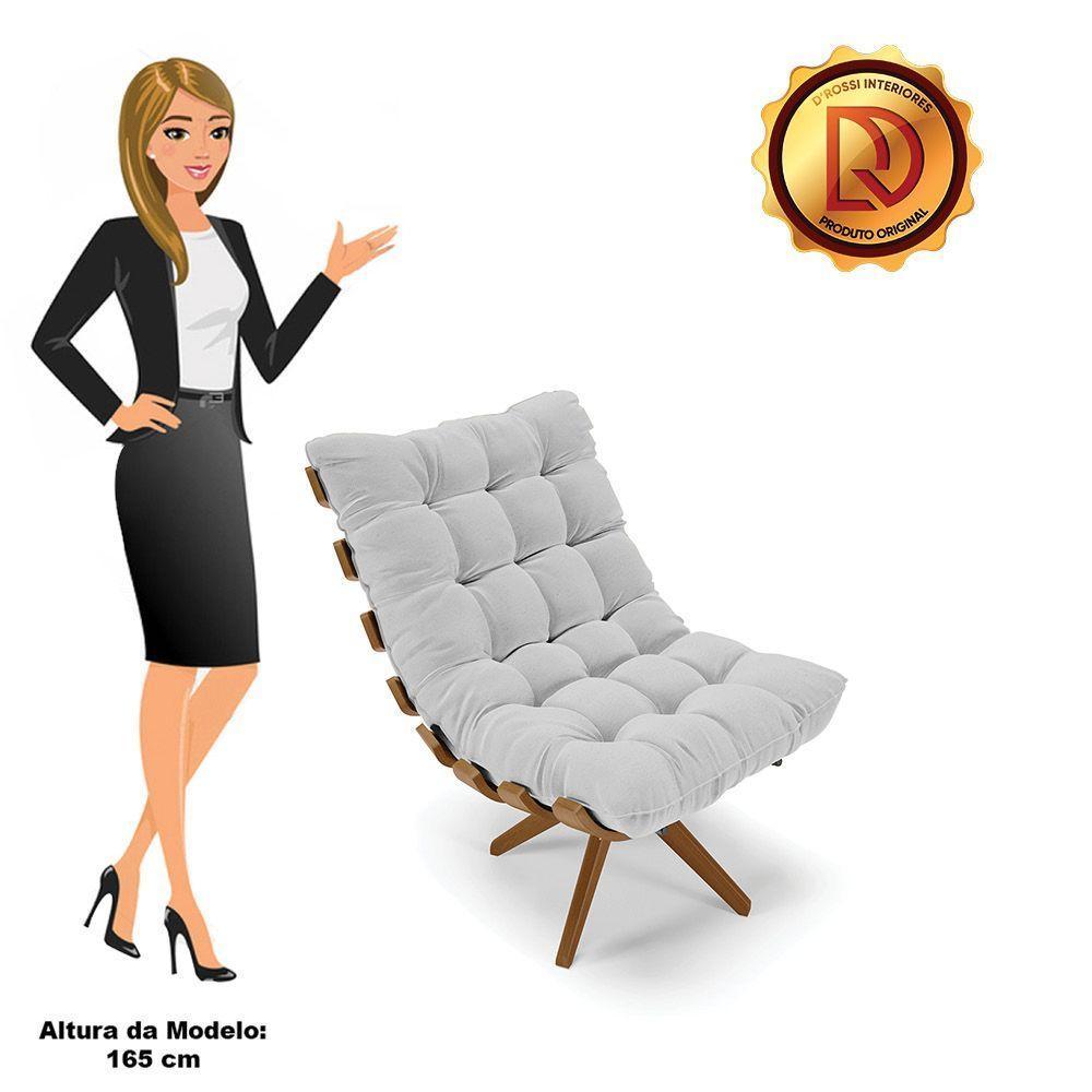 Kit 02 Poltronas Giratória Costela Cinza A05 Base Madeira - 4