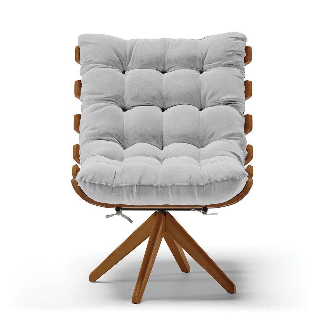 Kit 02 Poltronas Giratória Costela Cinza A05 Base Madeira - 7