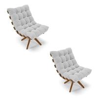 Kit 02 Poltronas Giratória Costela Cinza A05 Base Madeira - 1