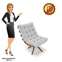 Kit 02 Poltronas Giratória Costela Cinza A05 Base Madeira