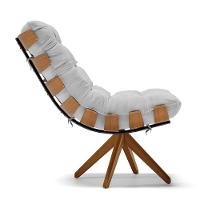 Kit 02 Poltronas Giratória Costela Cinza A05 Base Madeira - 6