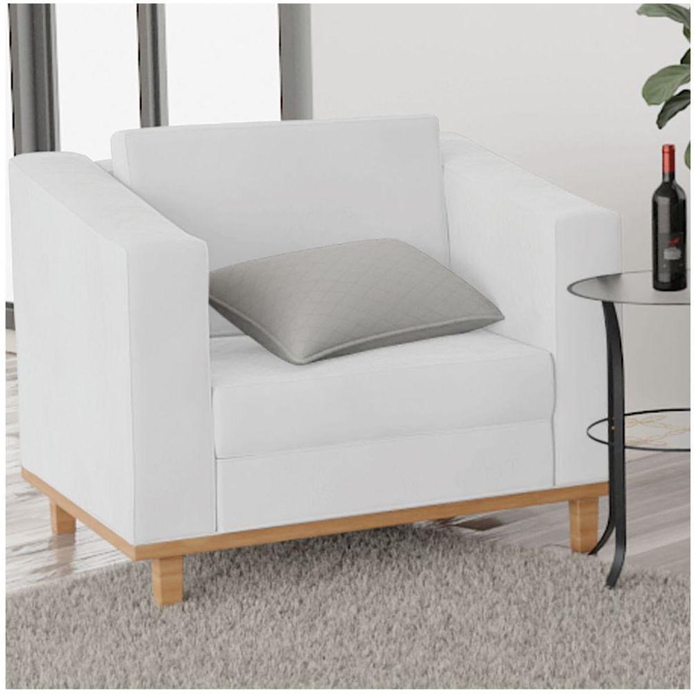 Kit Sofá 2 Lugares 2 Poltronas Europa Suede Branco - 5