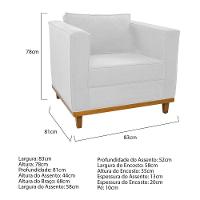 Kit Sofá 2 Lugares 2 Poltronas Europa Suede Branco - 3