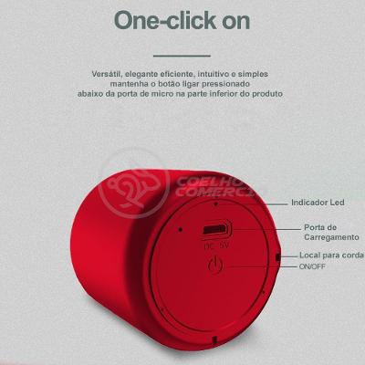 Mini Caixa De Som Wireless Speaker Potente BT Vermelho