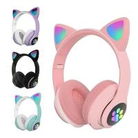 Fone De Ouvido Headset Orelha Gatinho Cat Bluetooth Led Rosa - 2