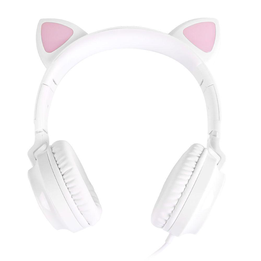 Fone Headset Kitty Ear - Orelha De Gato Branco Com Microfone - 3