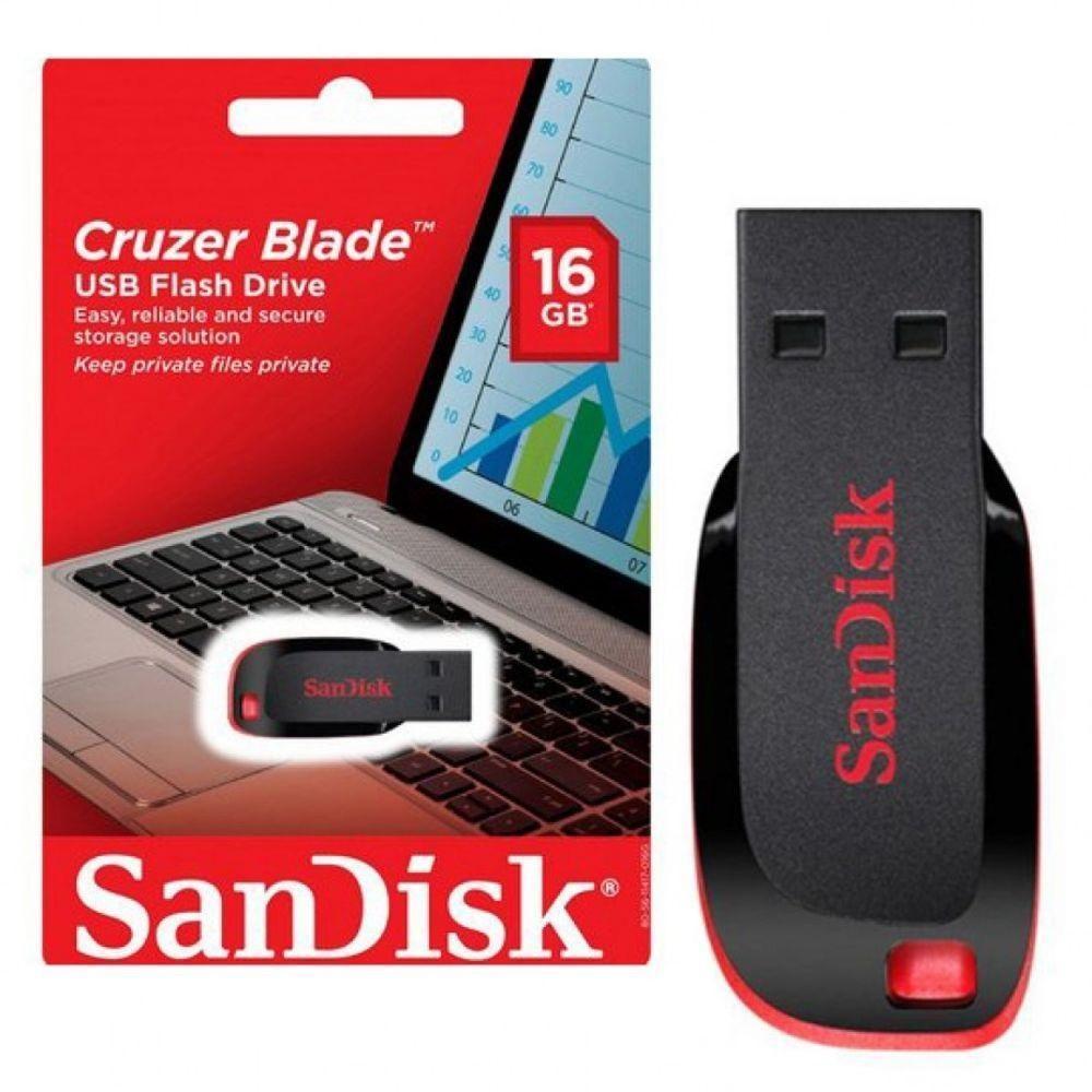 Pen Drive 16gb Sandisk Cruzer Blade Preto e Vermelho - 3