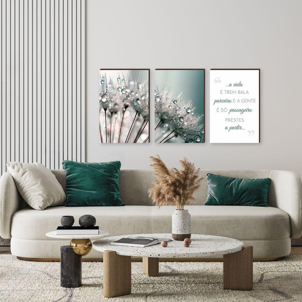 Kit 3 Quadros Decorativos Dente De Leão Frase Família 40x60cm - 2