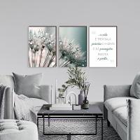 Kit 3 Quadros Decorativos Dente De Leão Frase Família 40x60cm - 3