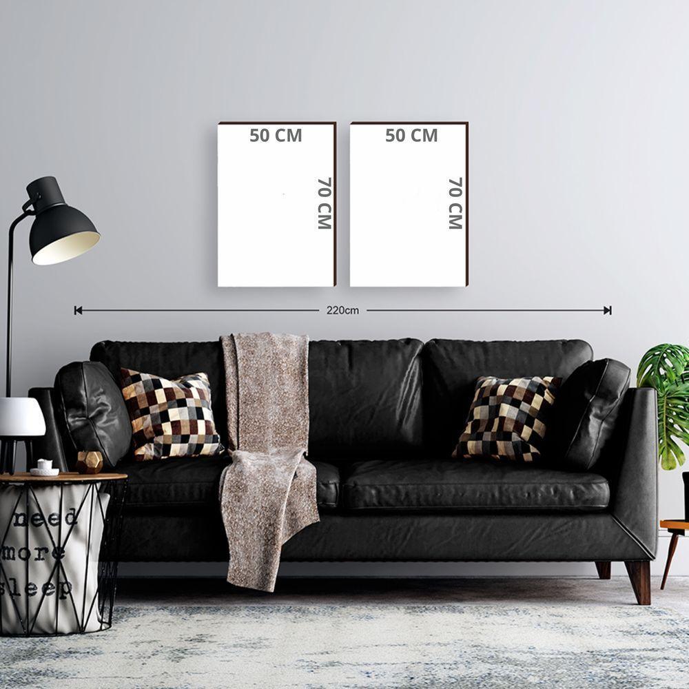 Kit 2 Quadros Decorativos Folhagem Home Sweet Home Blue 50x70cm - 2