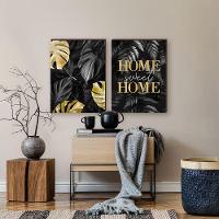 Kit 2 Quadros Decorativos Folhagem Home Sweet Home Black 50x70cm - 2