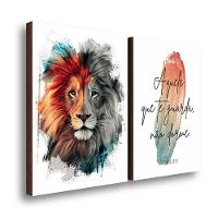 Kit 2 Quadros Decorativos Leão Pincelado Com Frase 50x70cm - 1