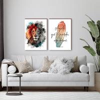 Kit 2 Quadros Decorativos Leão Pincelado Com Frase 50x70cm - 3