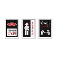Kit 3 Quadros Decorativos Jogo Online Não Tem Pause 24x34cm - 1