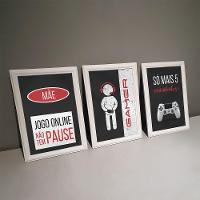 Kit 3 Quadros Decorativos Jogo Online Não Tem Pause 24x34cm - 2
