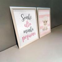 Kit 2 Quadros Decorativos Ovelinha Sonhe Alto 34x44cm - 1