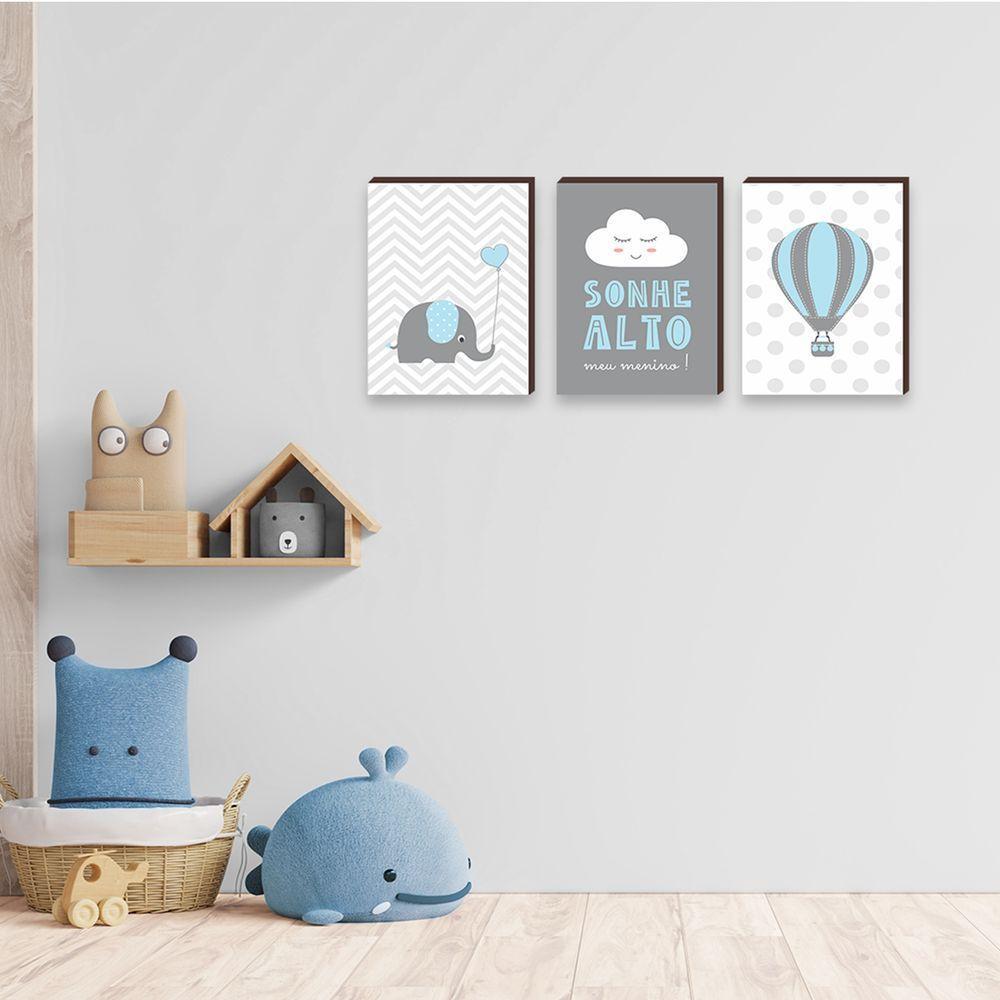 Kit 3 Quadros Decorativos Sonhe Alto Menino 30x40cm - 2
