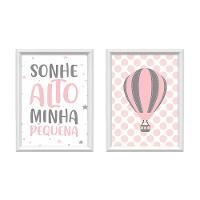 Kit 2 Quadros Decorativos Balão Sonhe Alto 34x44cm - 1