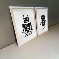 Kit 2 Quadros Decorativos Robozinhos 34x44cm - 2