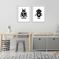 Kit 2 Quadros Decorativos Robozinhos 34x44cm - 3