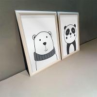 Kit 2 Quadros Decorativos Urso E Panda 34x44cm - 2
