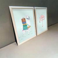 Kit 2 Quadros Decorativos Lhama E Flamingo 34x44cm - 1