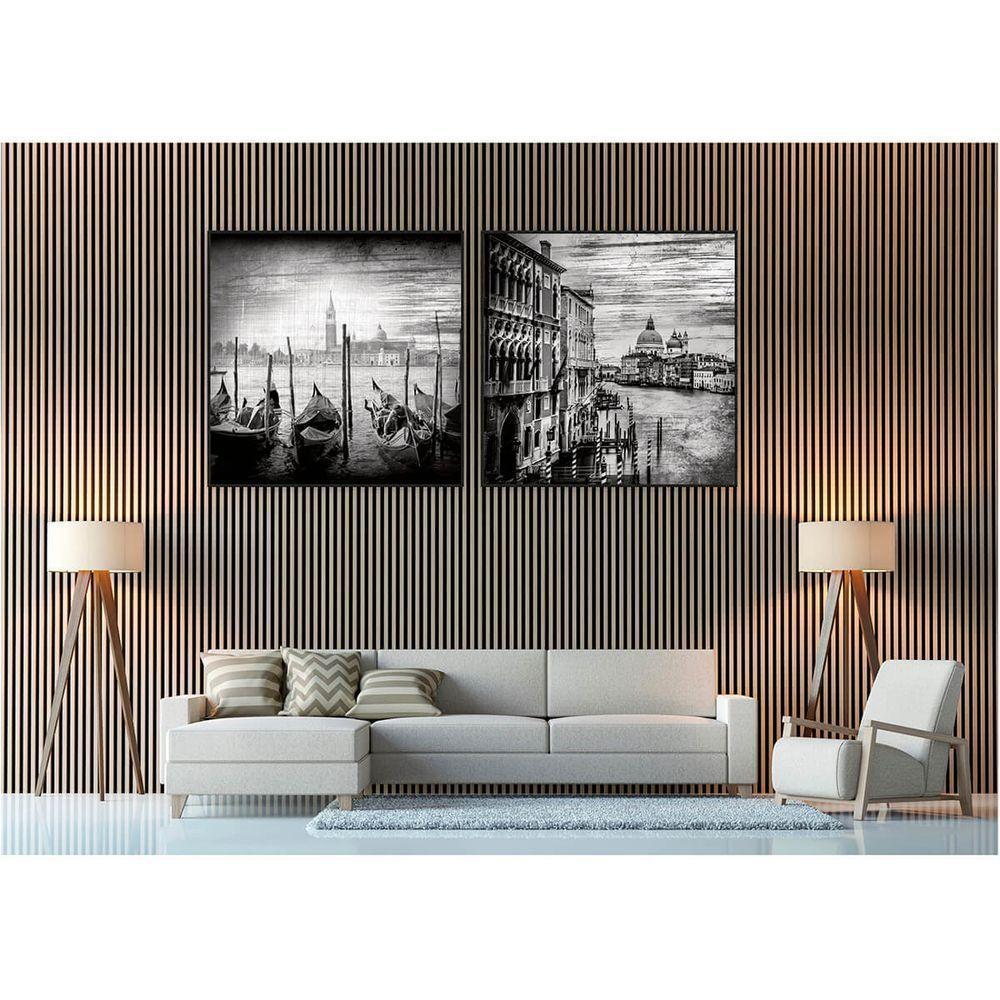 Kit Com 2 Quadros Decorativos Cidades Com Moldura Para Sala Quarto Escritório 52x52 Cidades 001 - 6