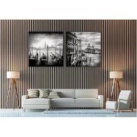 Kit Com 2 Quadros Decorativos Cidades Com Moldura Para Sala Quarto Escritório 82x82 Cidades 001 - 6